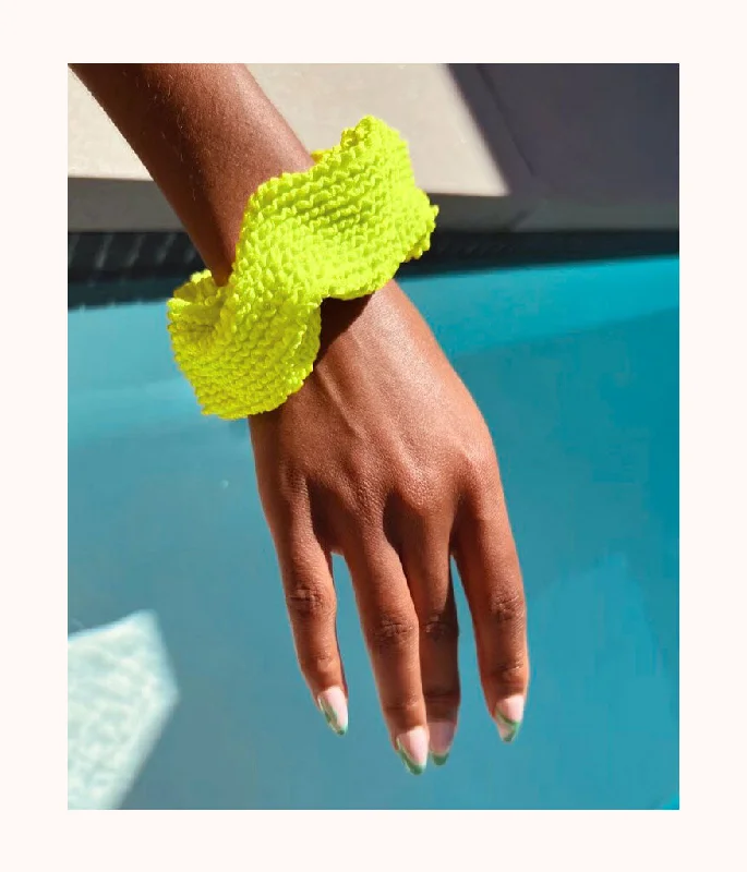 The Beach Bound Swim Scrunchie: Electric Lime