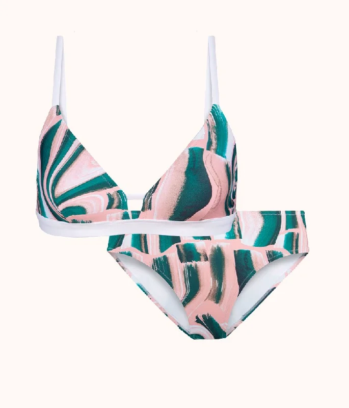 The Bralette & High Waist Swim Bundle - Print: Paint Brush