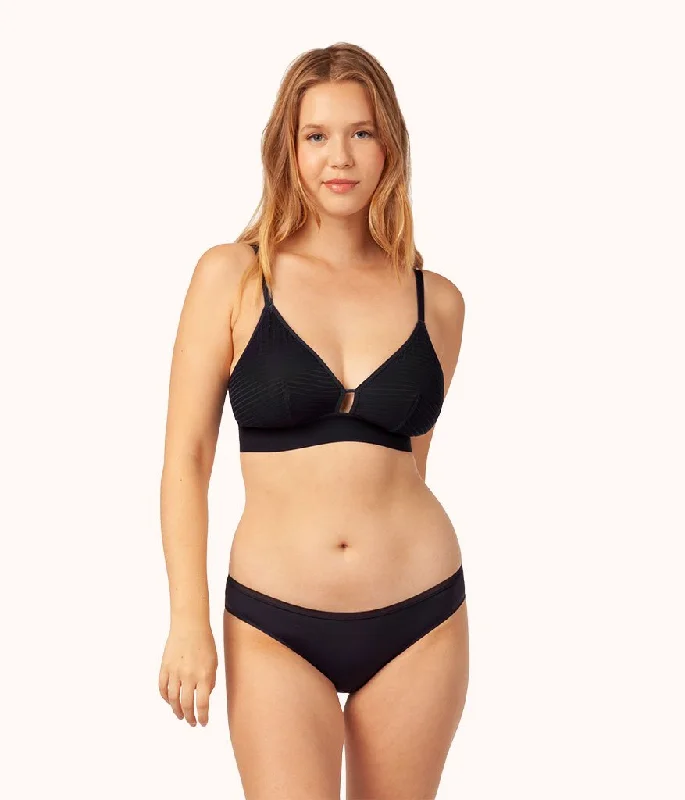 The Busty Stripe Mesh Bralette: Jet Black