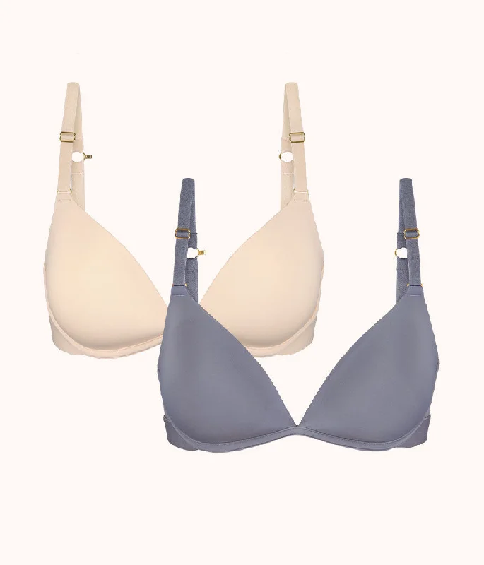 The Deep V No-Wire Push-Up Bundle: Toasted Almond/Smoke