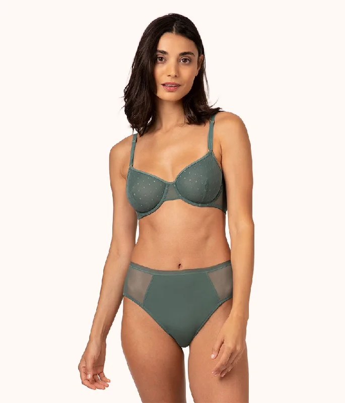 The Dot Mesh Unlined Bra: Harbor Green