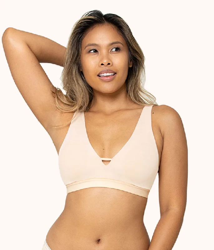 The Eco Deep V Bralette: Toasted Almond