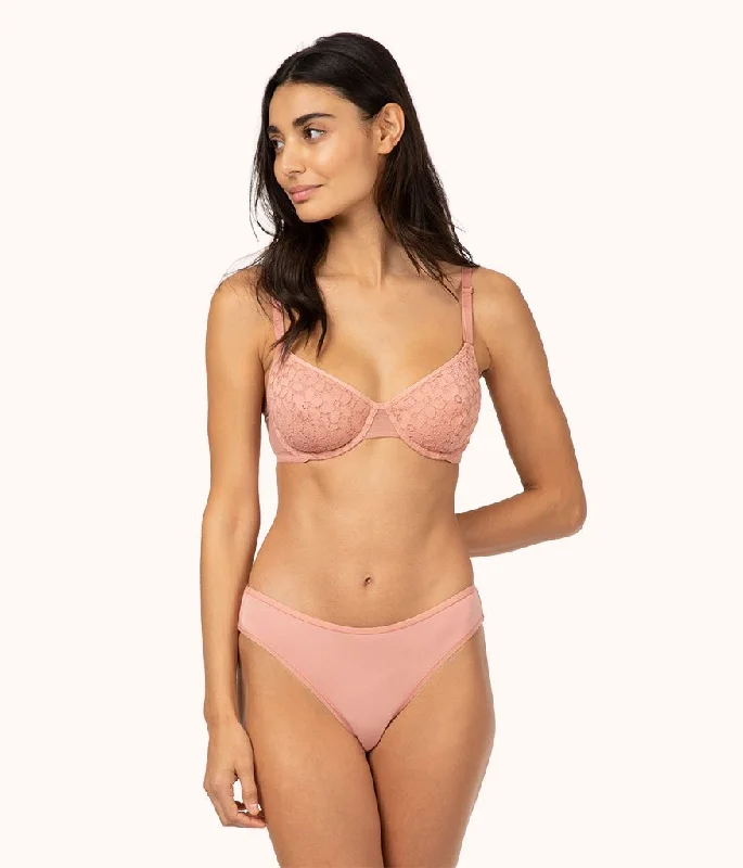 The Floral Lace Balconette Bra: Shell Pink