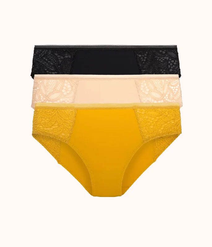 The Lace High Waist Bikini Bundle: Turmeric/Toasted Almond/Jet Black