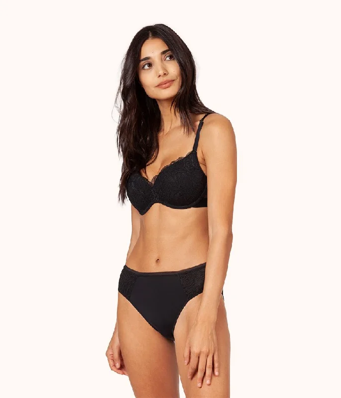 The Lace No-Wire Push-Up: Jet Black