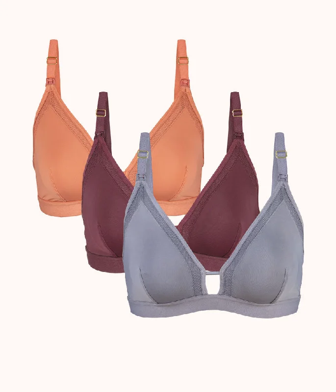 The Maternity Bralette Trio: Smoke/Plum/Terracotta