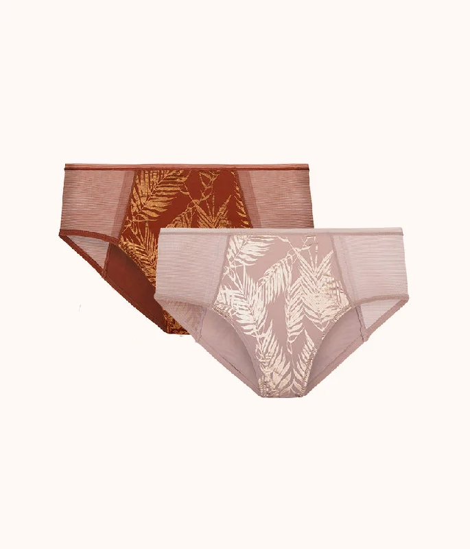 The Mesh High Waist Bikini Bundle - Print: Burnished Mahogany/Orchid Metallic Palm Print