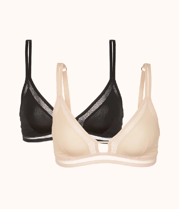 The Mesh Trim Bralette Bundle: Jet Black/Toasted Almond