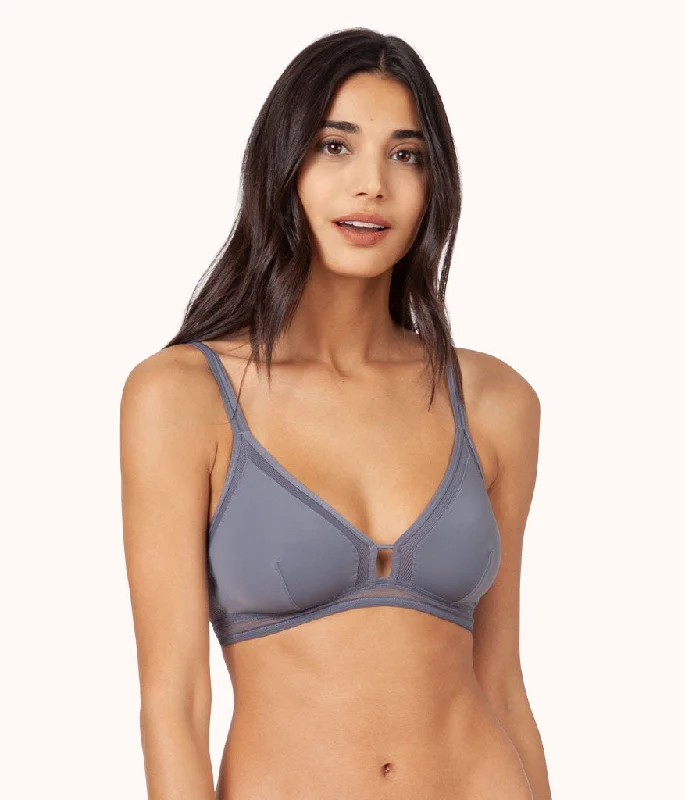 The Mesh Trim Bralette: Smoke