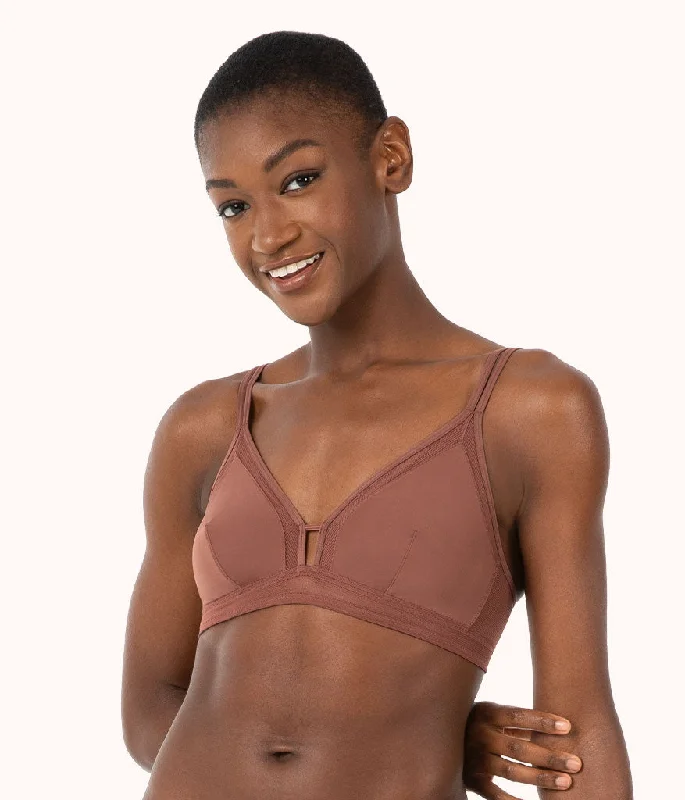 The Mesh Trim Bralette: Umber