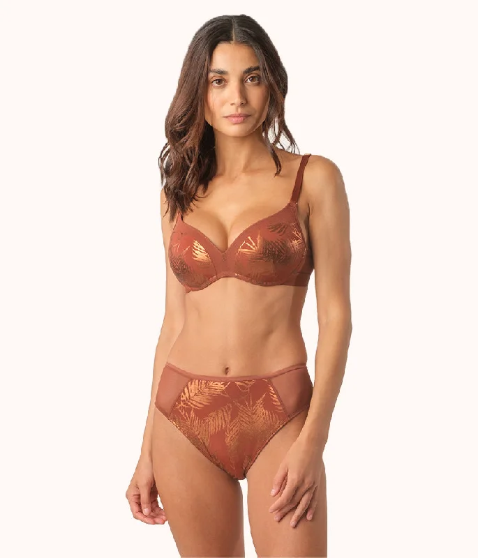 The Metallic Palm No-Wire Push-Up: Burnished Mahogany/Metallic Palm Print