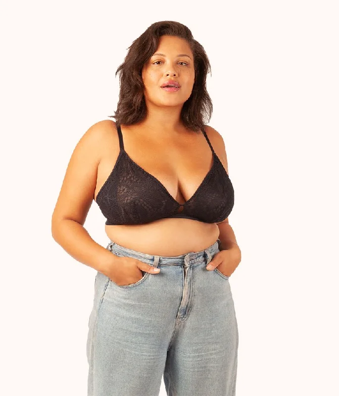 The Palm Lace Busty Bralette: Jet Black