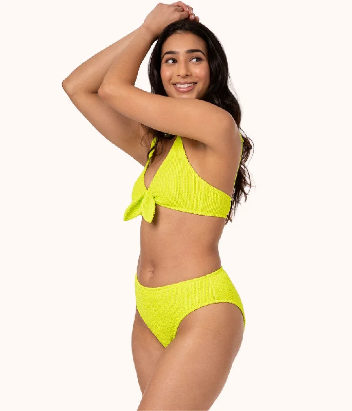 The Ruched High Waist Bikini: Electric Lime