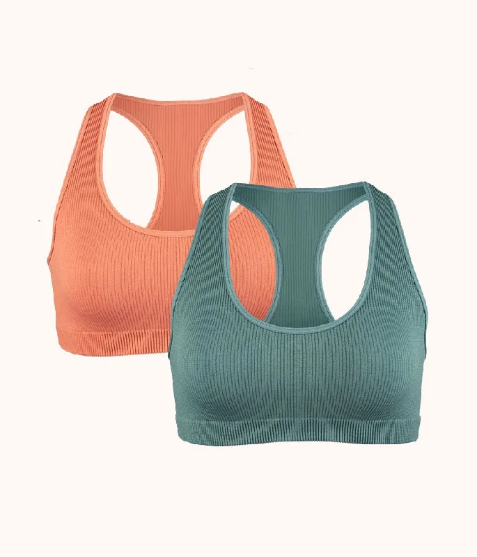 The Seamless Racerback Bralette Bundle: Terracotta/Harbor Green