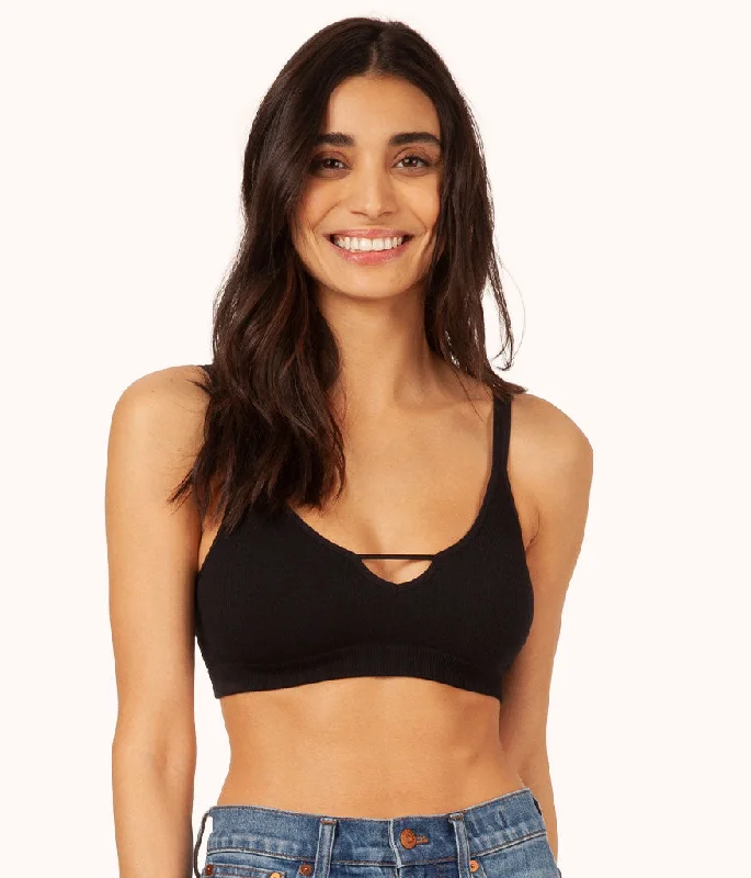 The Skinny-Strap Seamless Bralette: Jet Black