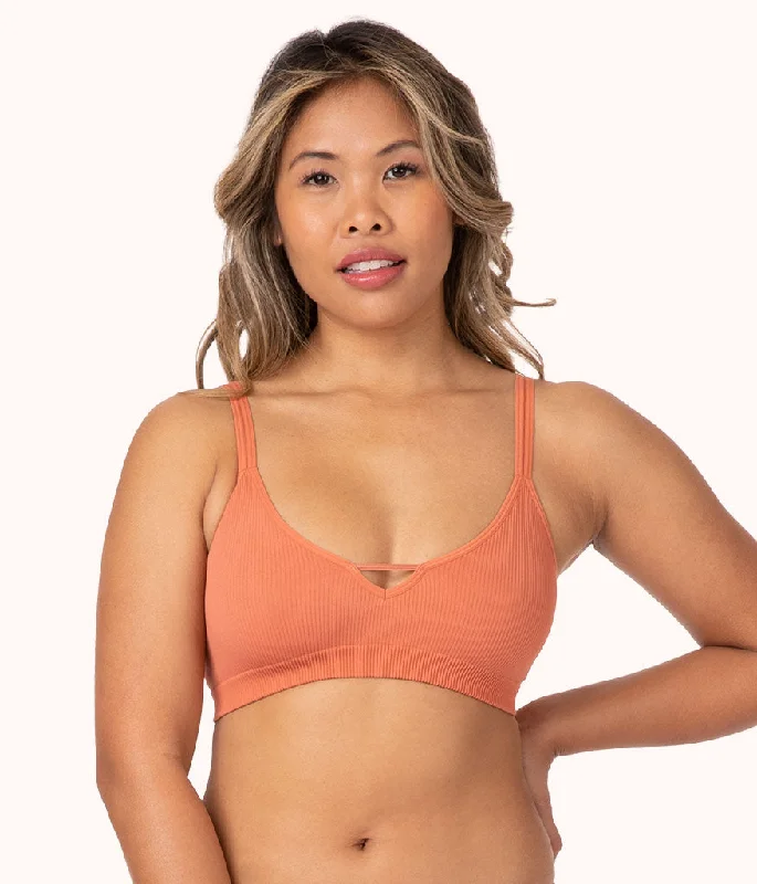 The Skinny-Strap Seamless Bralette: Terracotta