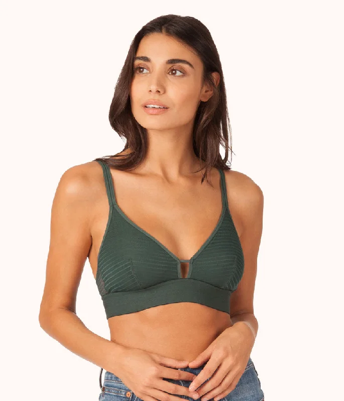 The Stripe Mesh Bralette: Emerald