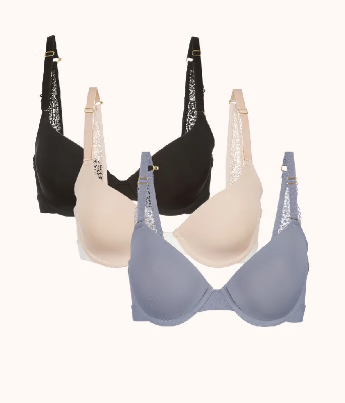 The T-Shirt Bra Trio: Toasted Almond/Jet Black/Smoke