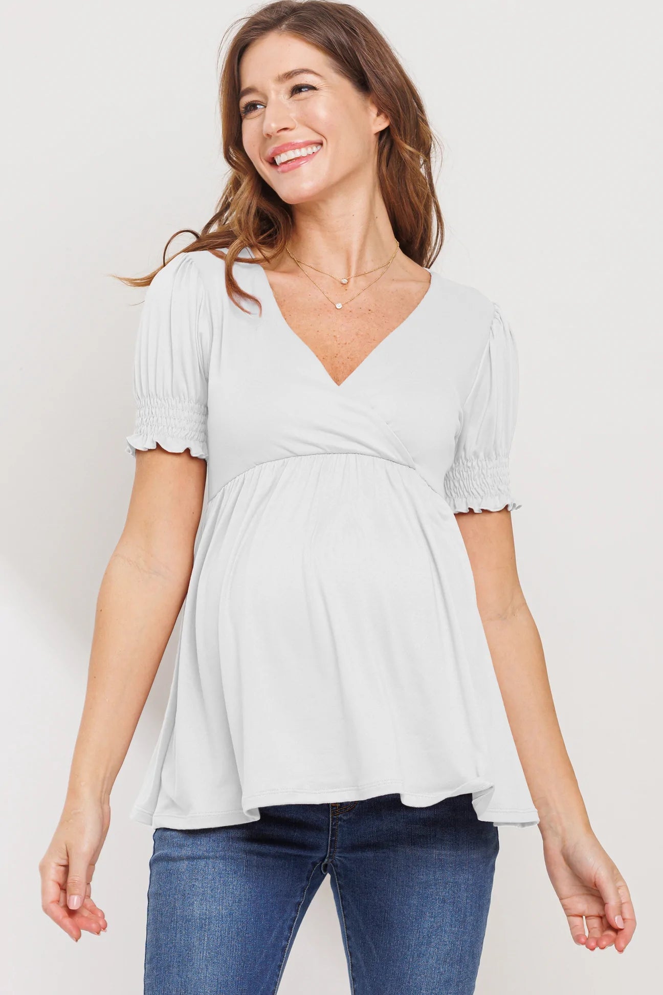 VNeck Top W/ Banded Sleeve