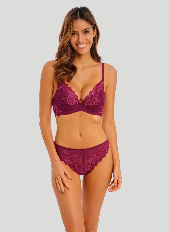 Wacoal: Lace Perfection Underwired Plunge Bra Red Plum