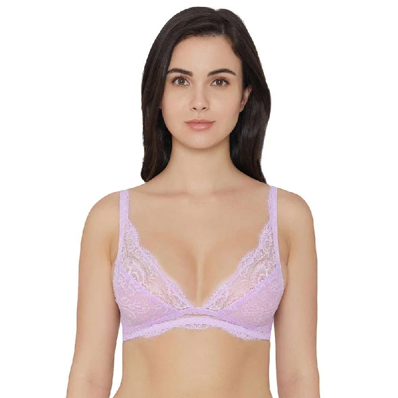 Essential Lace Non Padded Non Wired 3/4th cup Bridal Wear Lace Bralette - Lavender