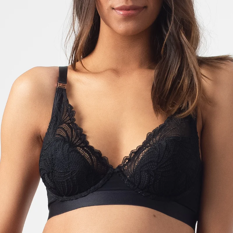 WARRIOR PLUNGE BLACK CONTOUR NURSING BRA - FLEXI UNDERWIRE