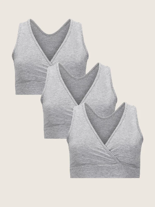 Wash Wear Spare® French Terry Nursing Bra Pack | Grey Heather