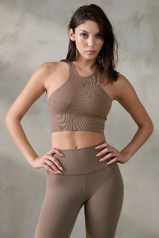 V_RYB SEAMLESS ULTRA LONG SPORTS BRA - Tan