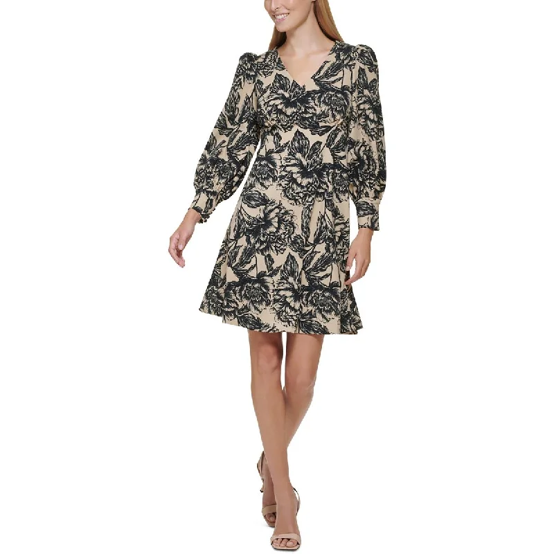 Calvin Klein Womens Printed  Fit & Flare Dress