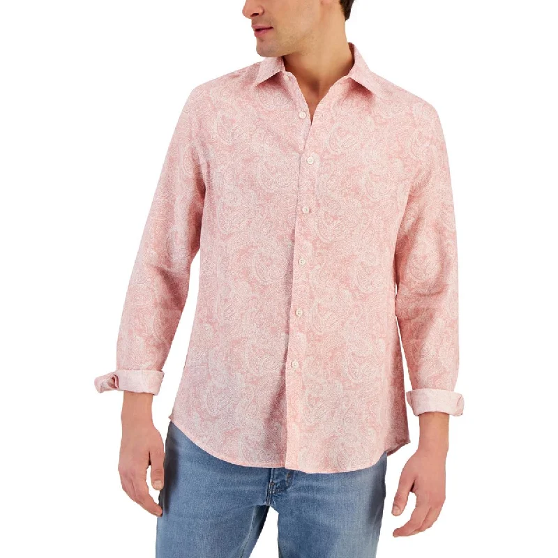 Club Room Mens   Linen Office Button-Down Shirt