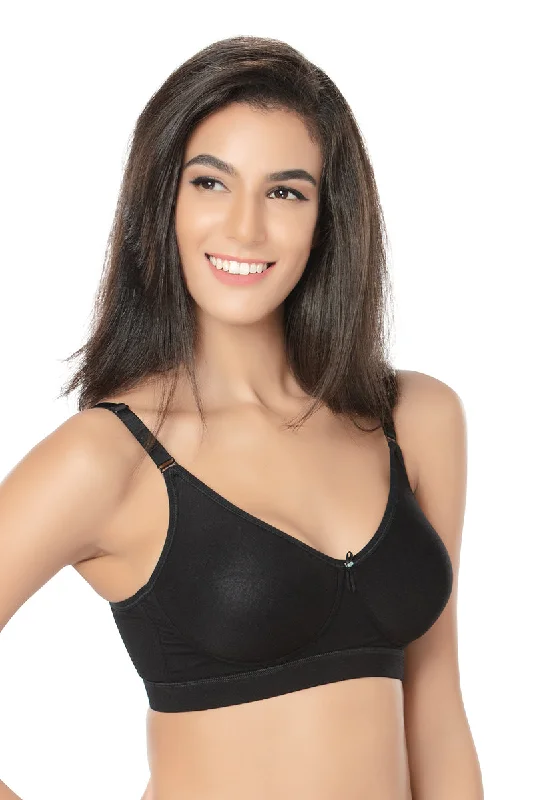 1235-Cotton Plain Bra-Black