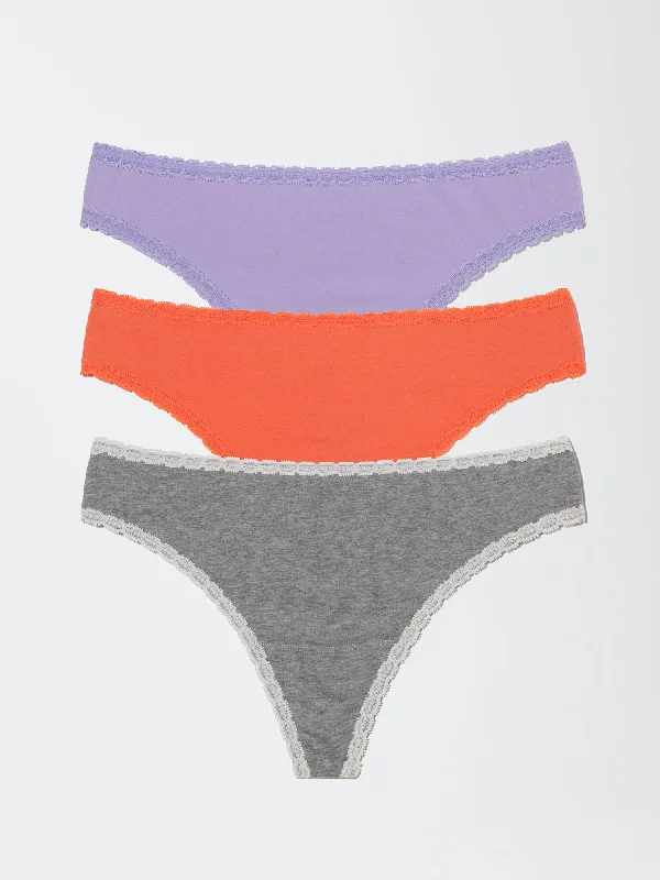 Adorned Hipster Cotton Thong 3-Pack - FINAL SALE