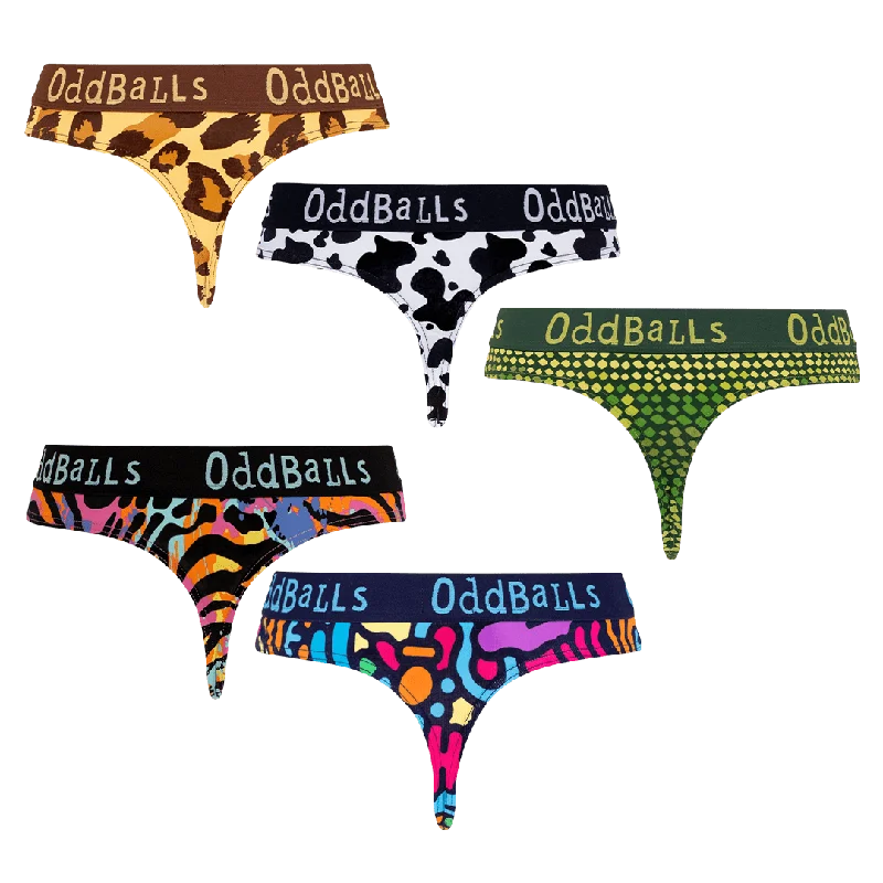 Animal Instinct Bundle - Ladies Thong 5 Pack Bundle