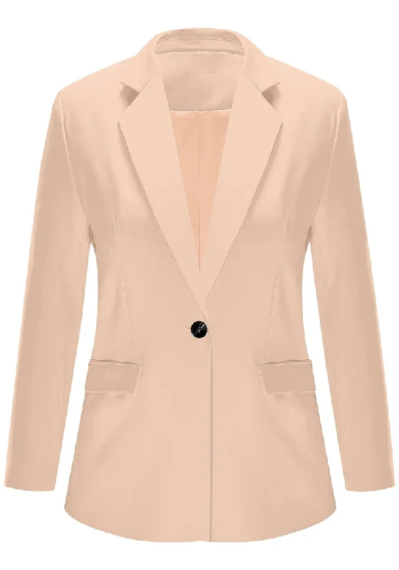 Apricot Notch Lapel Single-Button Blazer