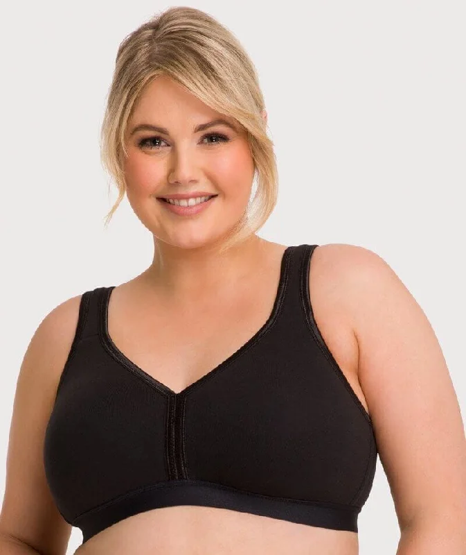 Ava & Audrey Faye Cotton Wire-Free Support Bra - Black