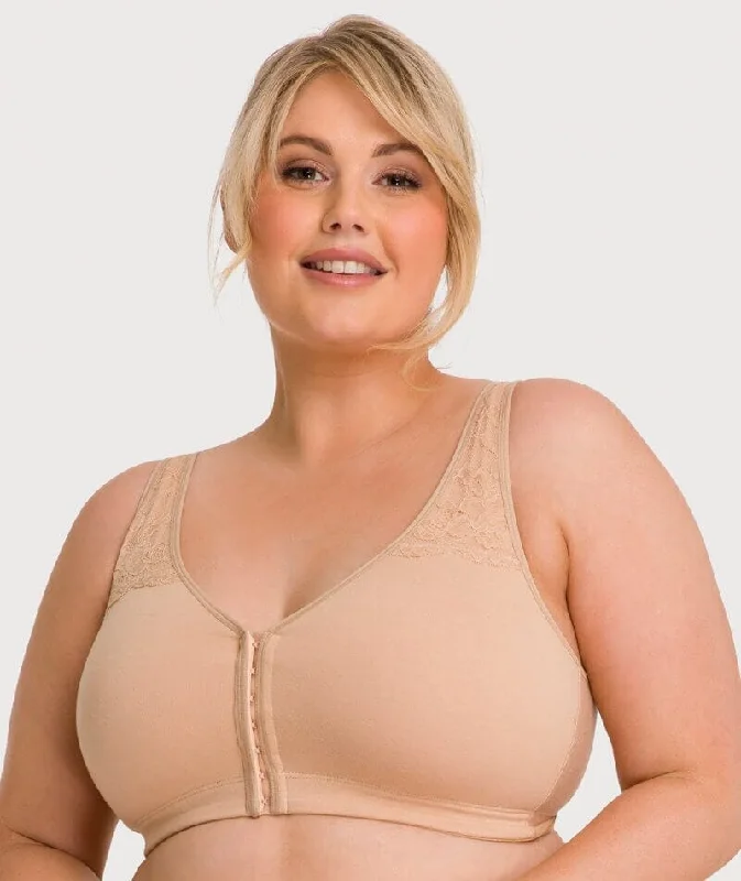 Ava & Audrey Hannah Cotton Wire-Free Front Opening Bra - Frappe