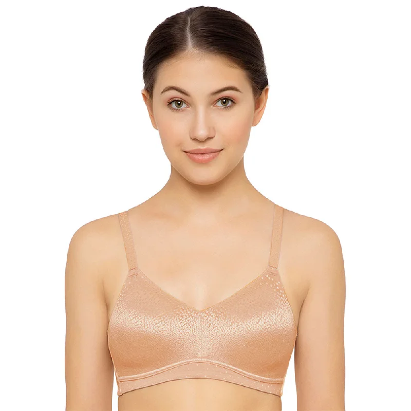 Back Appeal Non Padded Non-Wired Full Cup Everyday Wear Plus Size Seamless Full Support Bra - Beige