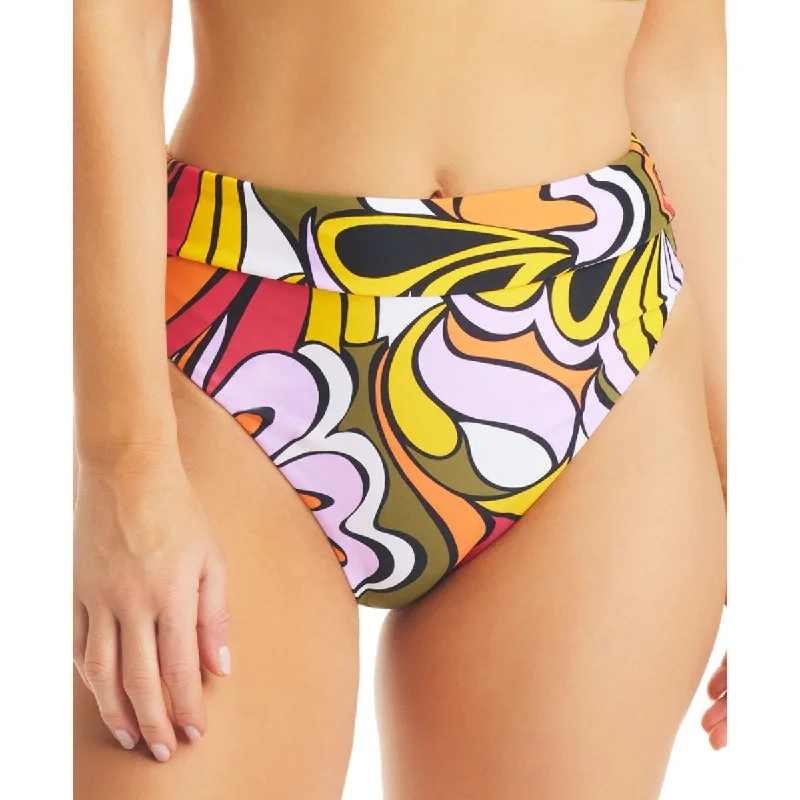 Bar III Womens Printed High-Rise Swim Bottom Separates