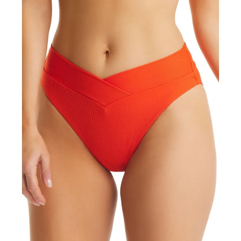 Bar III Womens Ribbed Bikini Swim Bottom Separates