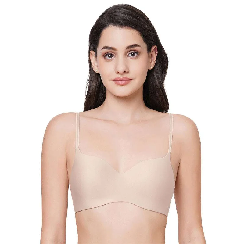 Basic Mold  Padded Non-wired  3/4th Cup Everyday Wear Seamless T-Shirt Bra - Beige