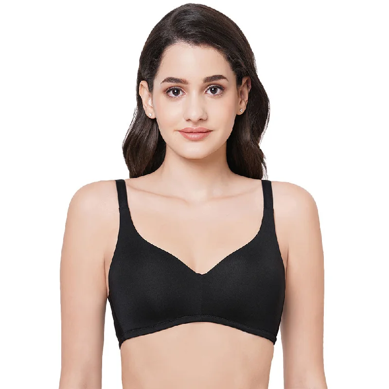 Basic Mold Padded Non Wired Full Coverage Everyday T-Shirt Bra - Black