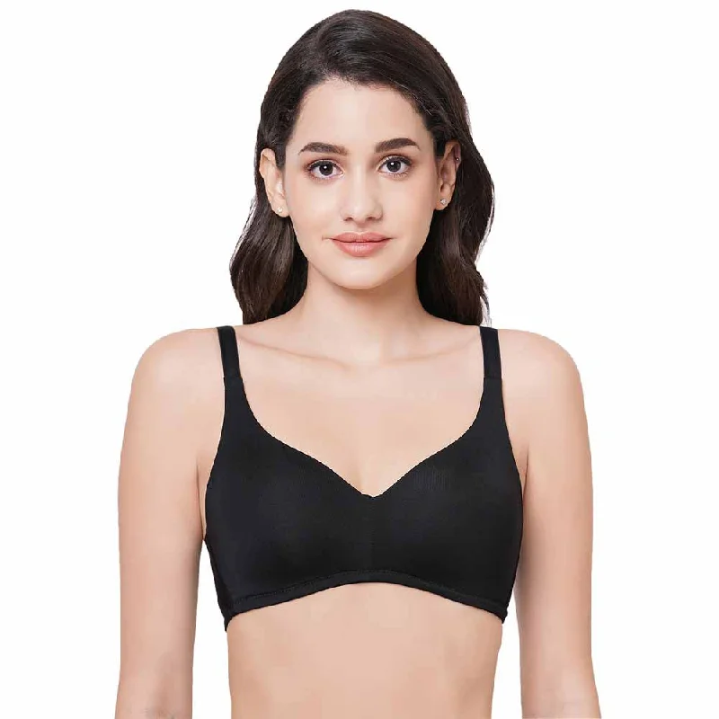 Basic Mold Padded Non Wired Full Coverage Everyday T-Shirt Bra - Black