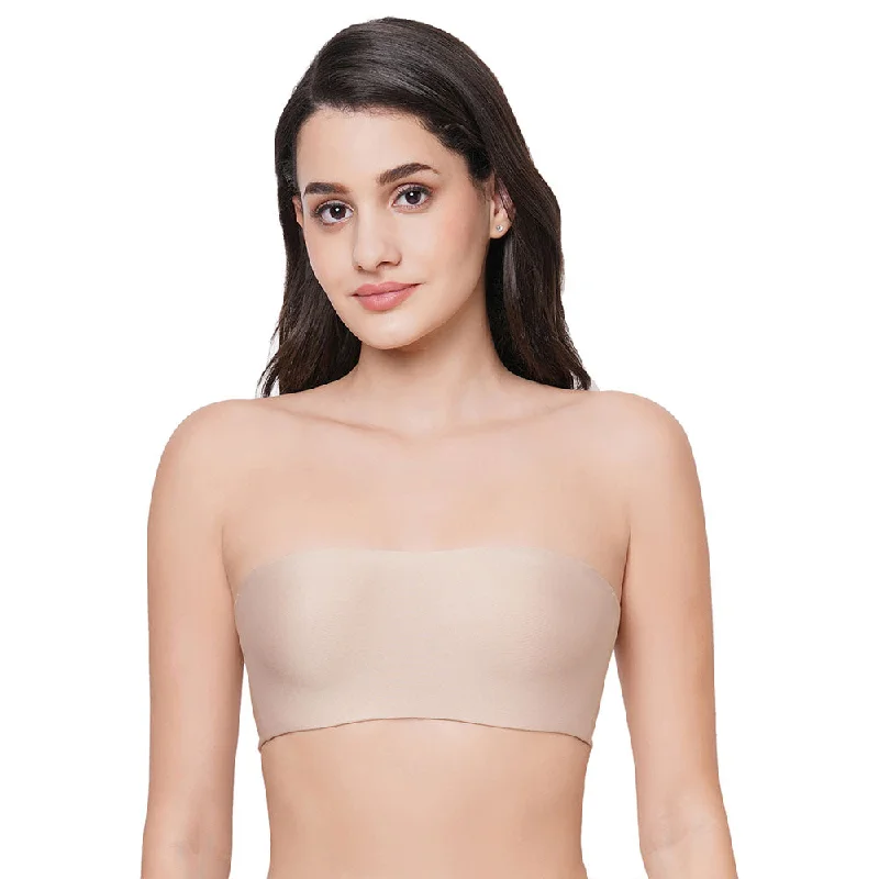 Basic Mold Padded Wired Half Cup Strapless Bandeau T-Shirt Bra - Beige