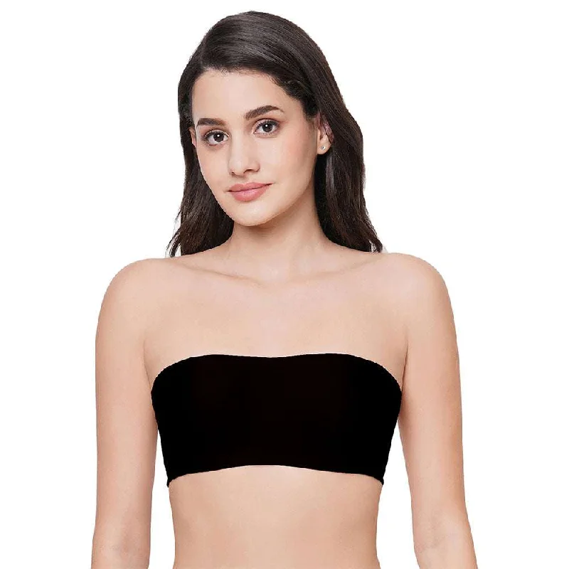 Basic Mold Padded Wired Half Cup Strapless Bandeau T-Shirt Bra - Black