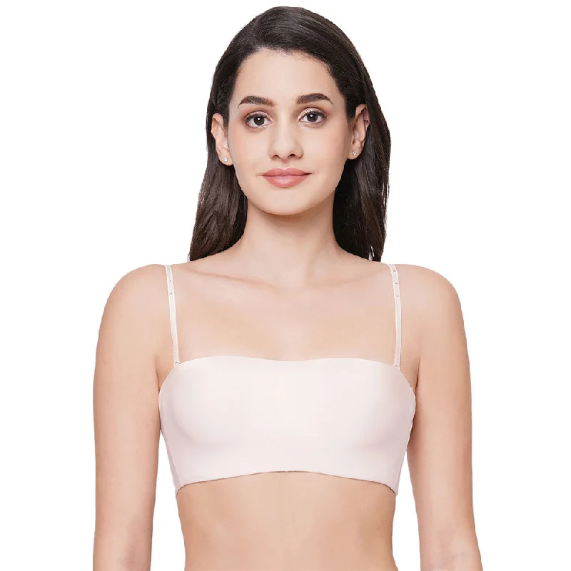 Basic Mold Padded Wired Half Cup Strapless Bandeau T-Shirt Bra - Light Pink