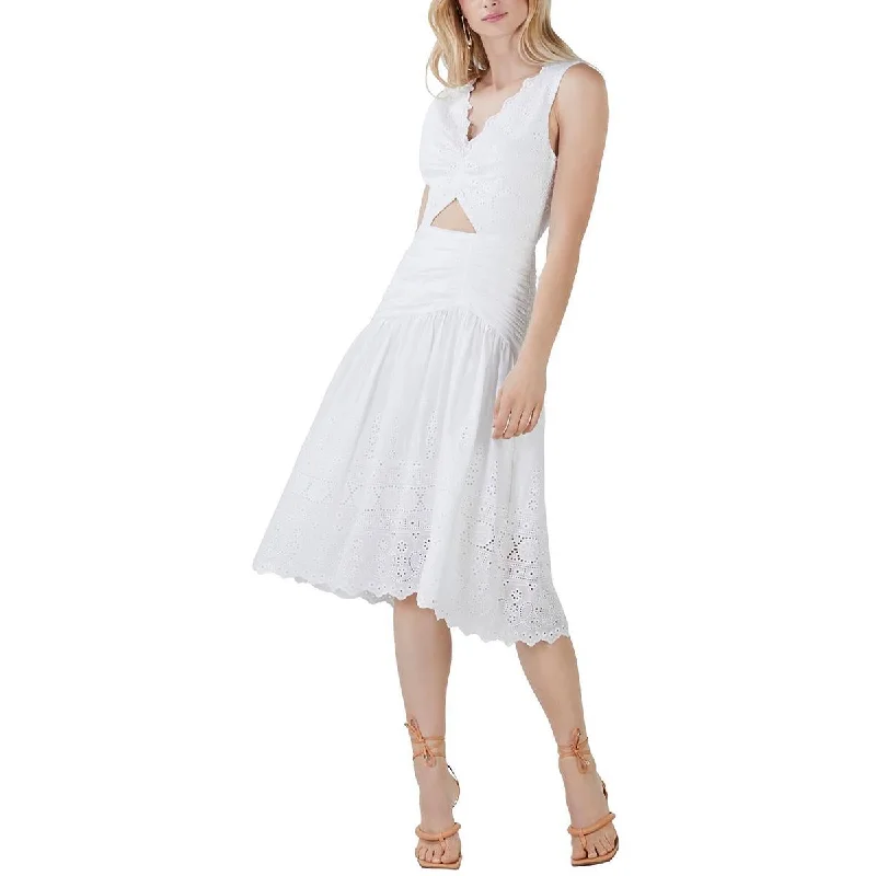 BCBGMAXAZRIA Womens Eyelet Cut-Out Sundress