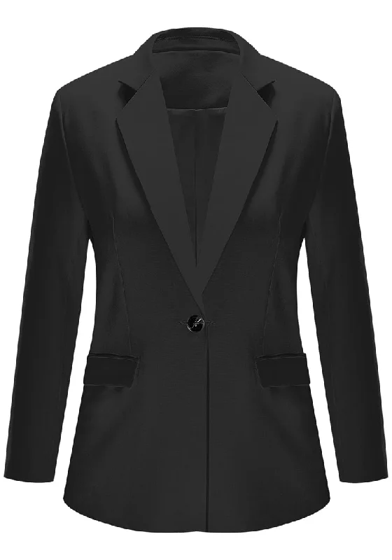 Black Notch Lapel Single-Button Blazer