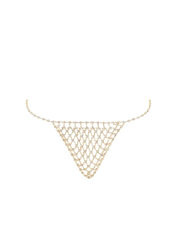 Marli Diamond Lattice Thong (Gold/Clear)