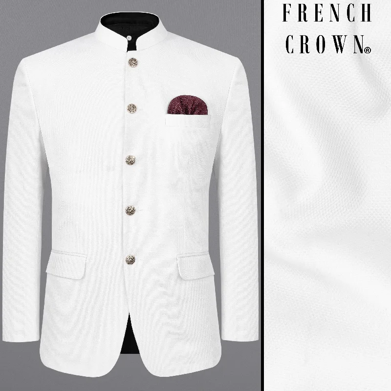 Bright White Bandhgala Premium Cotton Blazer