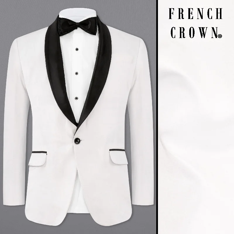 Bright White Velvet Tuxedo Designer Blazer